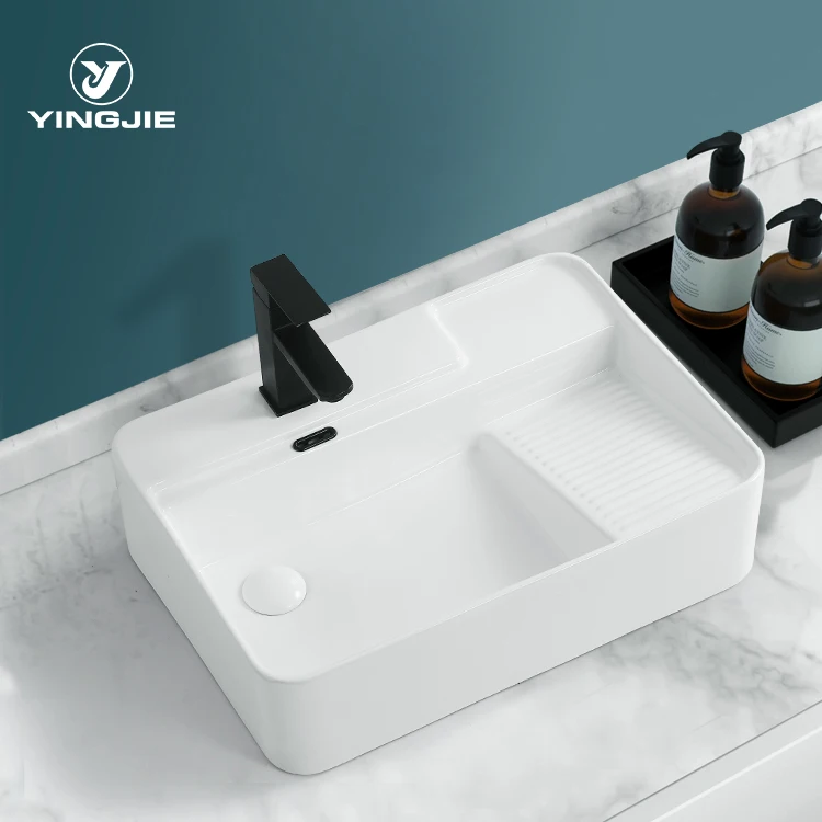designer sweet home wc and wash hand ceramic counter top type rectangular basin