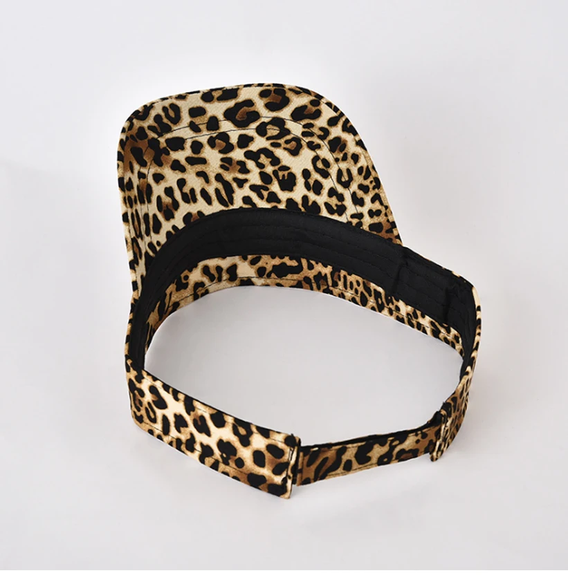 
2021 New Fashion Summer Adjustable Leopard Sun Visor Cap Customized Uv Protection Sun Visor Hat 