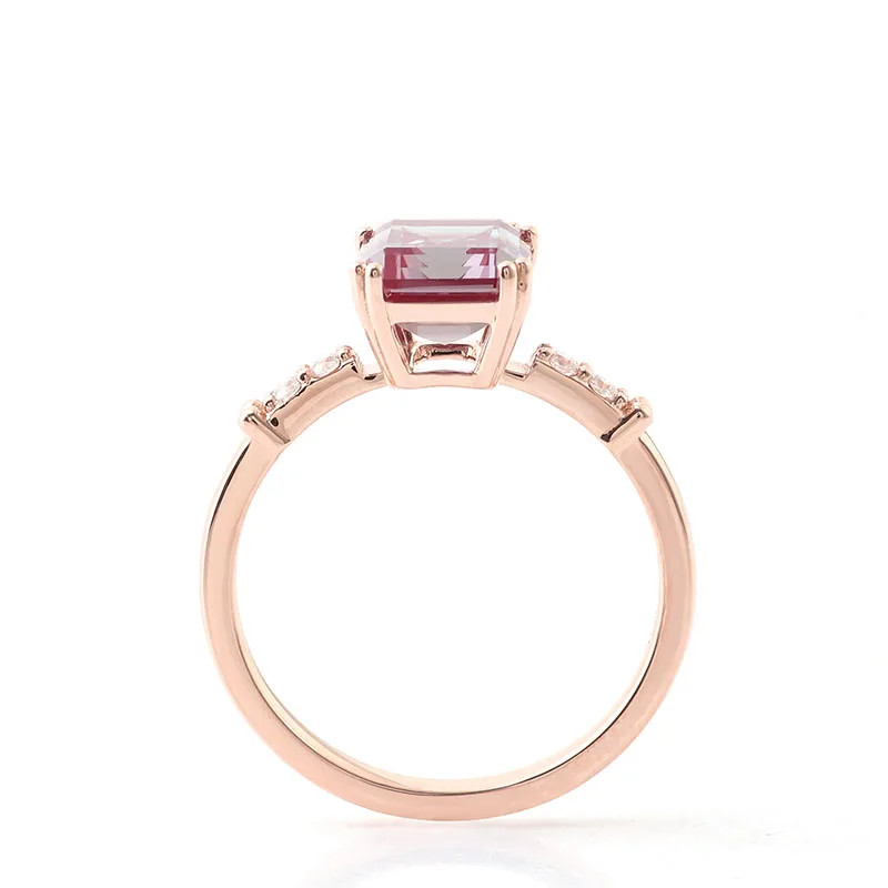 Provence Engagement Ring 3 Carat Emerald Alexandrite Diamond Ring 14k Rose Gold Fashion Custom Ring Jewelry Women