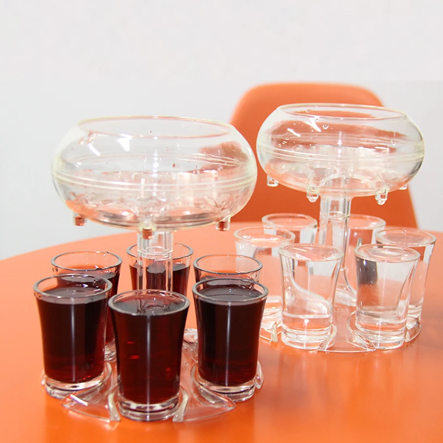 PMAA Glass Dispenser Holder Get Party Started Fast Wine Cocktail Liquor Bar Shot Dispenser 6 Shot Glass