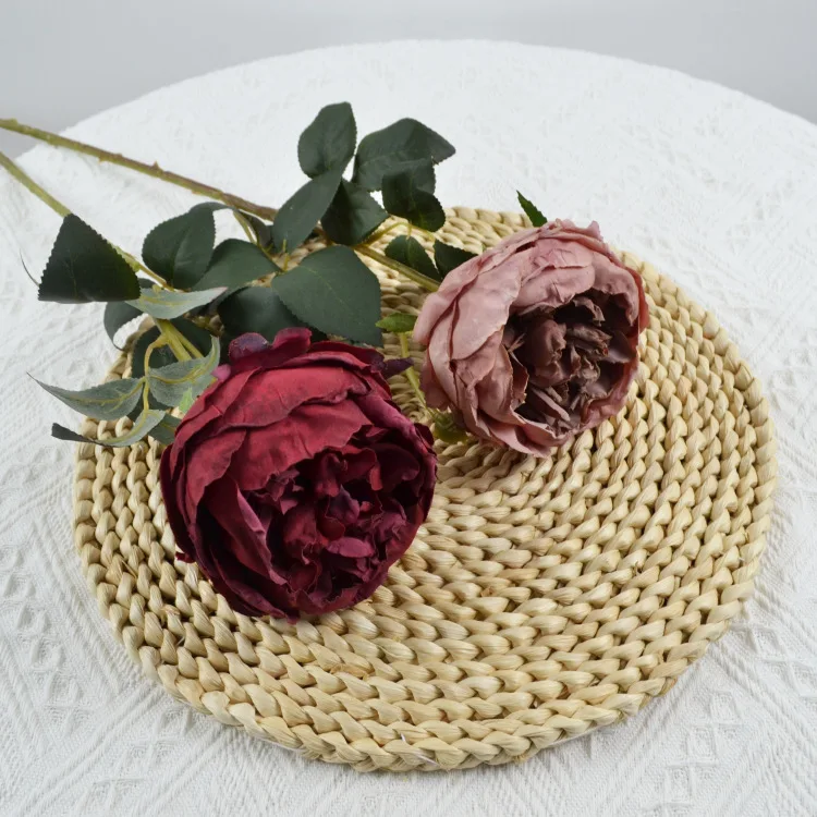 Artificial Flowers Fake Silk Austin Rose for Decoration Blooming Faux Flower Stem for DIY Vase Home Wedding Party