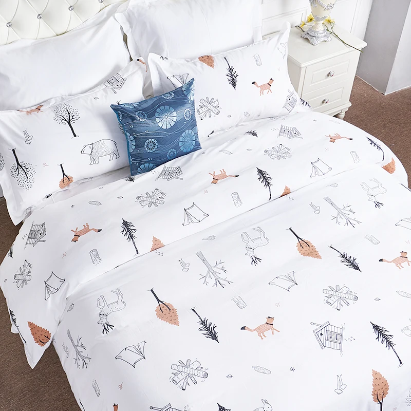 Luxury Customized Style Egypt Cotton Hotel Bedding Set White Fluffy Duvet Cover Set
