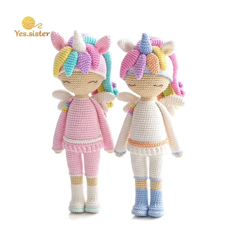 Baby Girl Soft Anigurumi Handmade Crochet Toys Manufacturers Unicorn Stuffed Doll