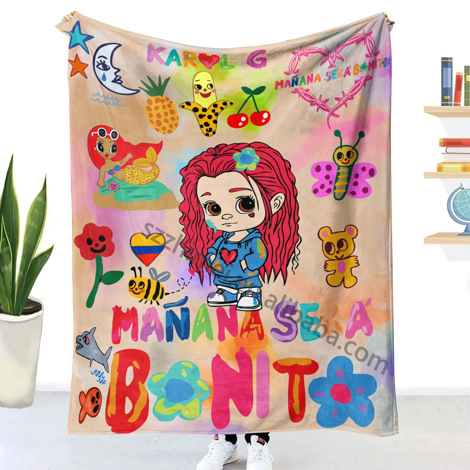 custom Hot singer Karol G Manana Sera Bonito print Fleece Throw Blanket