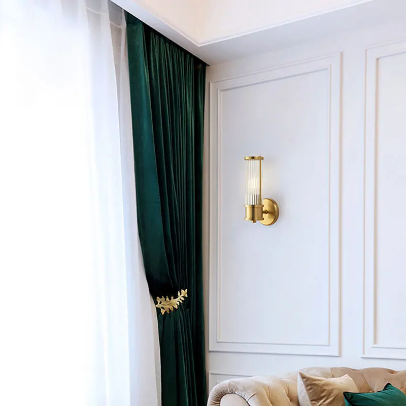 High-end Classic Style Hand Dying Antique Brass Finish Single Holder Glass Wall Sconce Light Corridor Bedside Wall Lamp