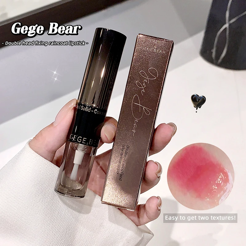 GEGE BEAR Autumn & Winter Series Lipstick Double-Headed Lip Glaze Matte & Mirror 2 in 1 Vivid Colors Multipurpose Cute Lip Gloss