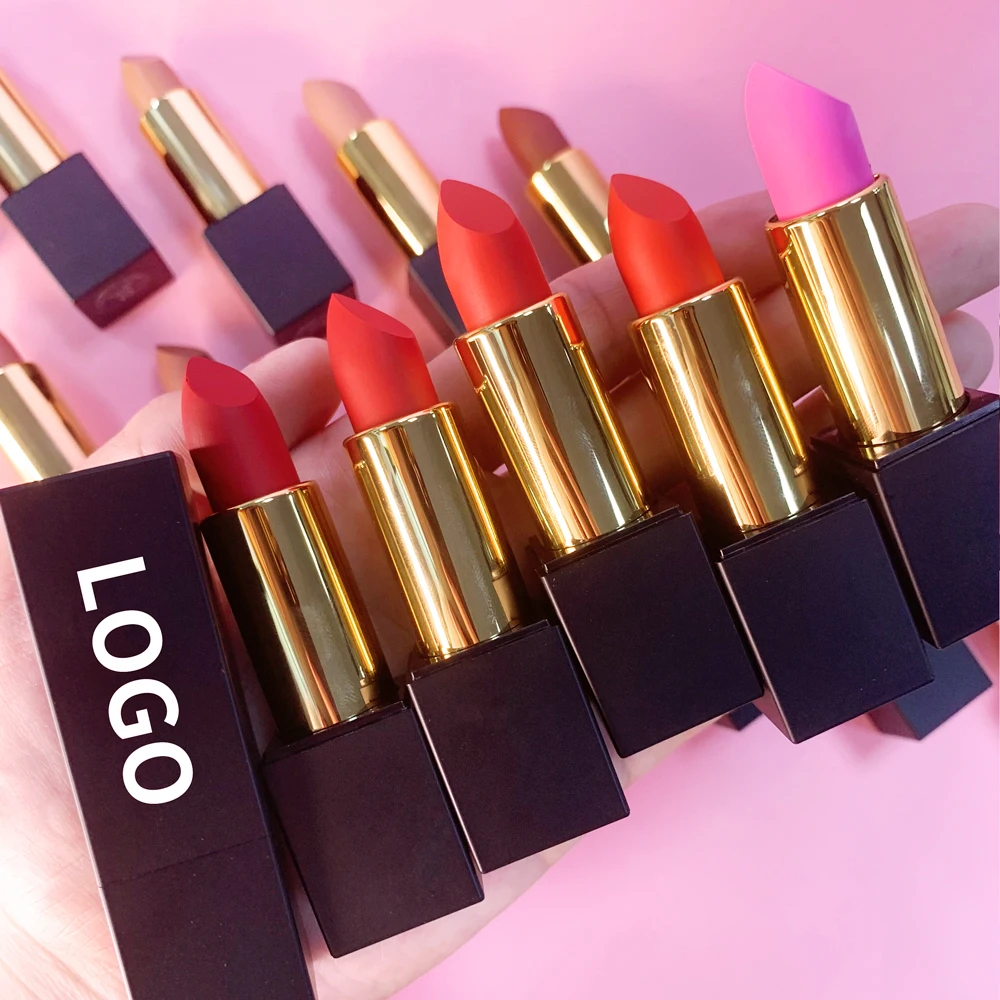 Makefay Cosmetics wholesale no logo high-end pigmented private label pearl container red matte velvet lipstick
