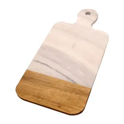 New Arrival Cheap Cutting Food Paddle Serving Natural Acacia Wood And Marble Chopping Board For Cheese Snack