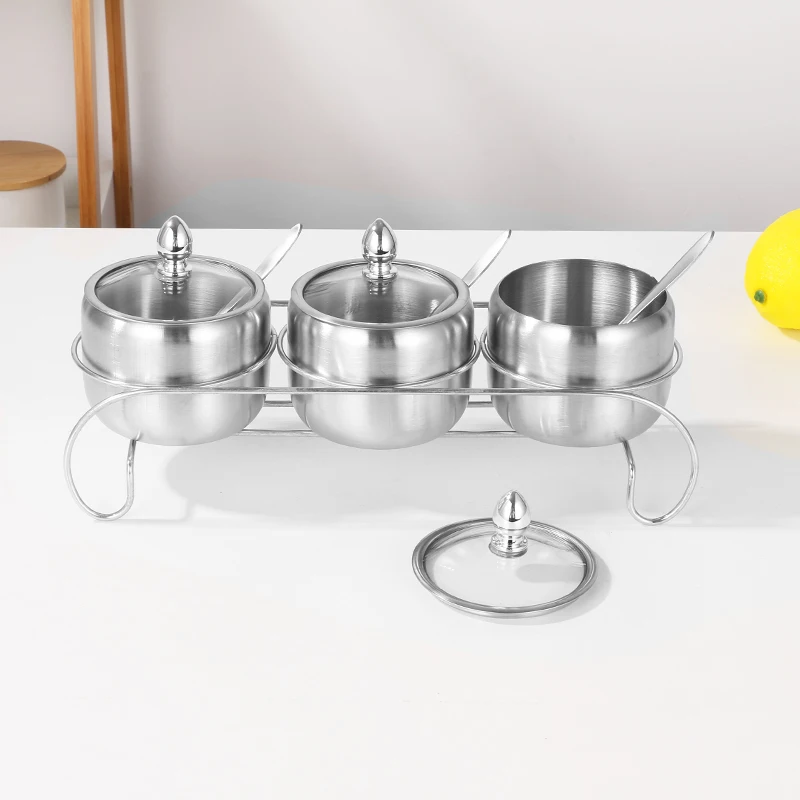 
kitchen herb and spice containers sugar bowl metal stainless steel spices container set with spoon 