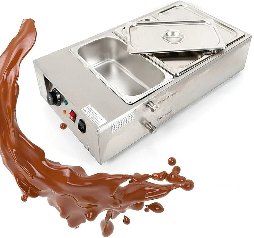 6 Tank Stainless Steel Chocolate Tempering Machine 220V Water Heating Melter Maker for Hotels
