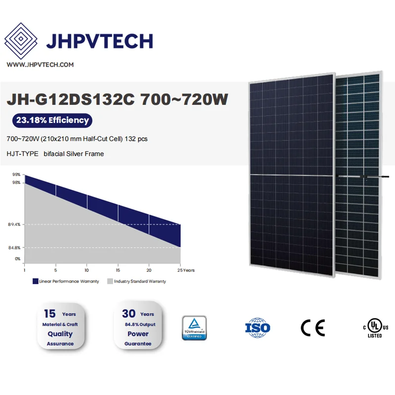 hjt 700w solar panel solar roof panels hot sale bifacial solar panel 700w 705w 710w 715w 720w 132cells