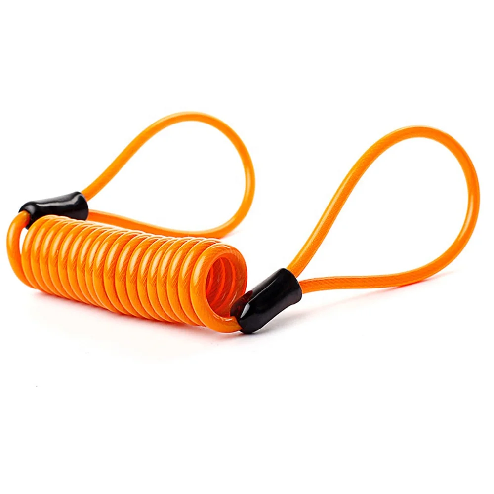 Security Anti Theft Motorcycle Alarm Disc Lock Cable Lanyard With Carabiners Stage Bike Bicycle Spring Reminder Rope Wire