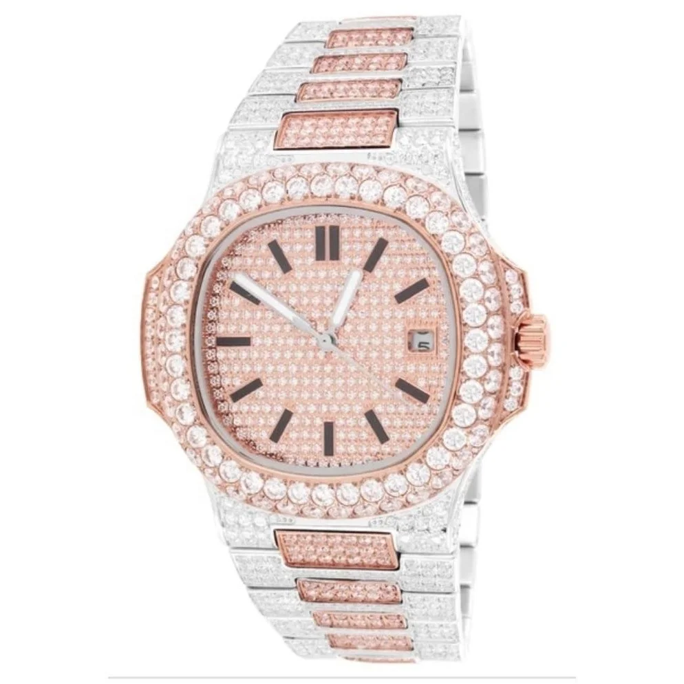  OEM сверкающие часы Reloj Золотые механические с бриллиантами мужские Роскошные