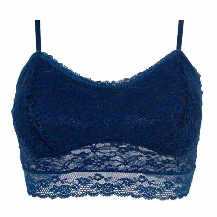 
Custom Breathable Apparel Convertible Lingerie Wireless Spacer Bra Ladies Wire Free Soft Lace Bralette With Removable Cups 