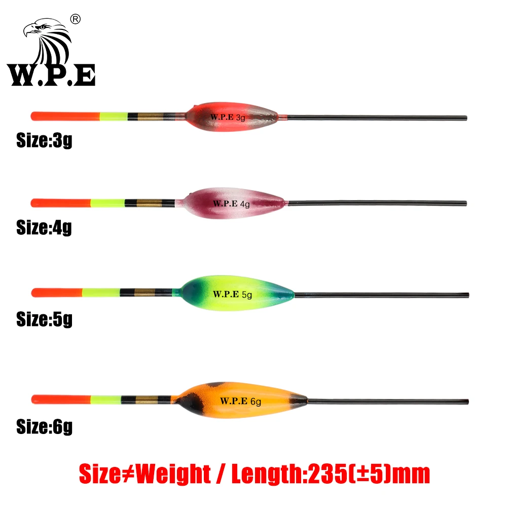 W.P.E 5pcs/lot Fishing Floats 3g/4g/5g/6g Barguzinsky Fir Floats Buoy Bobber  Multicolor Fishing Tackle Pesca