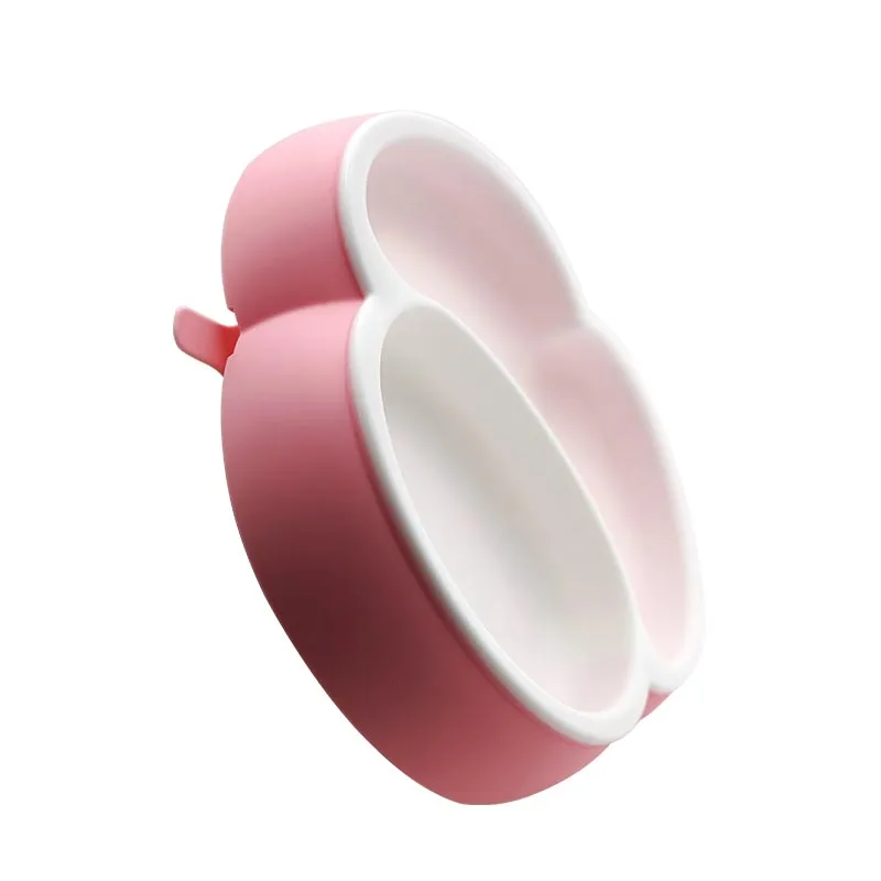 ODM OEM BPA Free Safe Silicone kids Suction Plate Non-slip Baby Plate Divided 2 Strong Suction Bowl