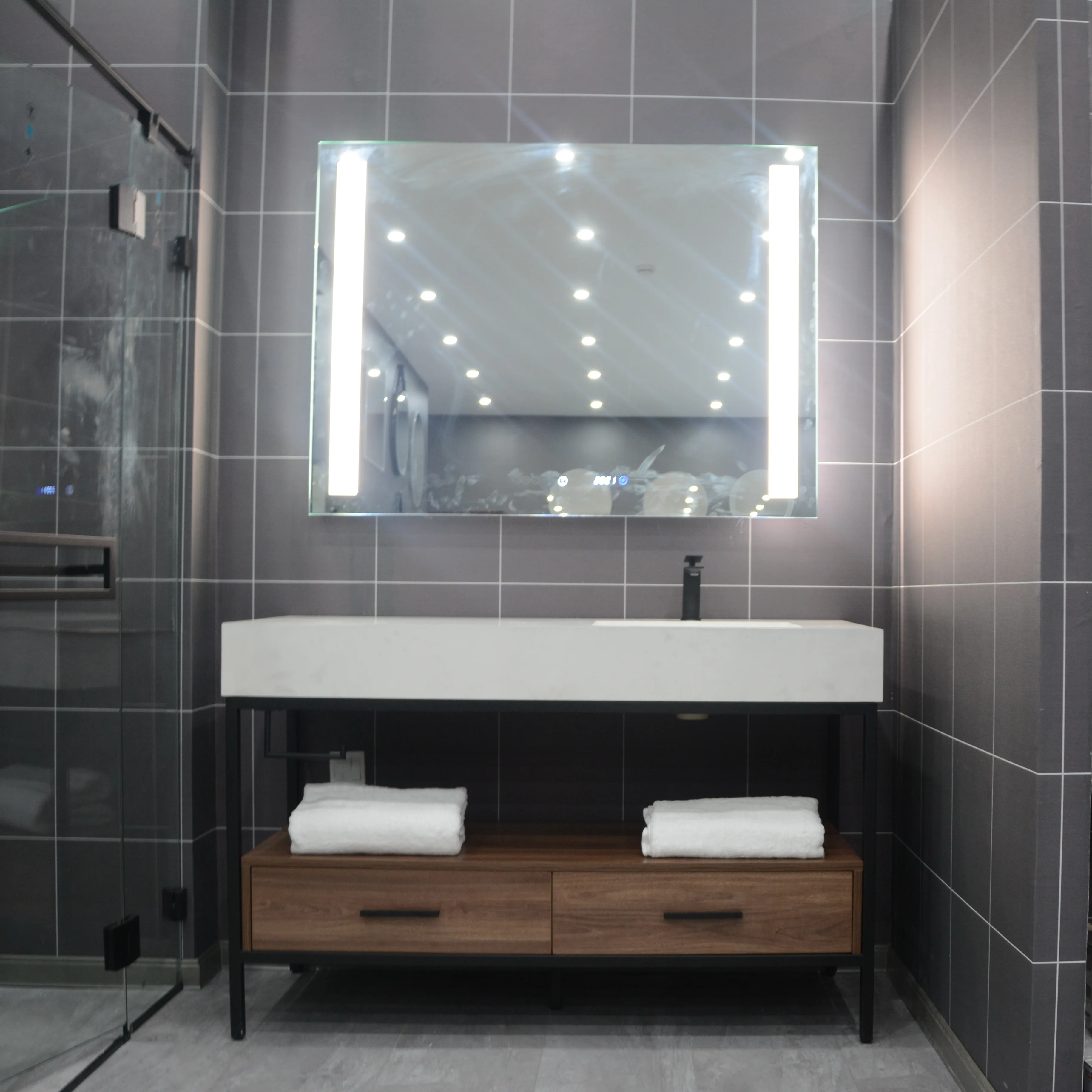 Hotel bath mirrors light mirrors 24*36/36*36 factory full UL CE touch switch anti-fog CCT 3 lights spiege bathroom led mirror