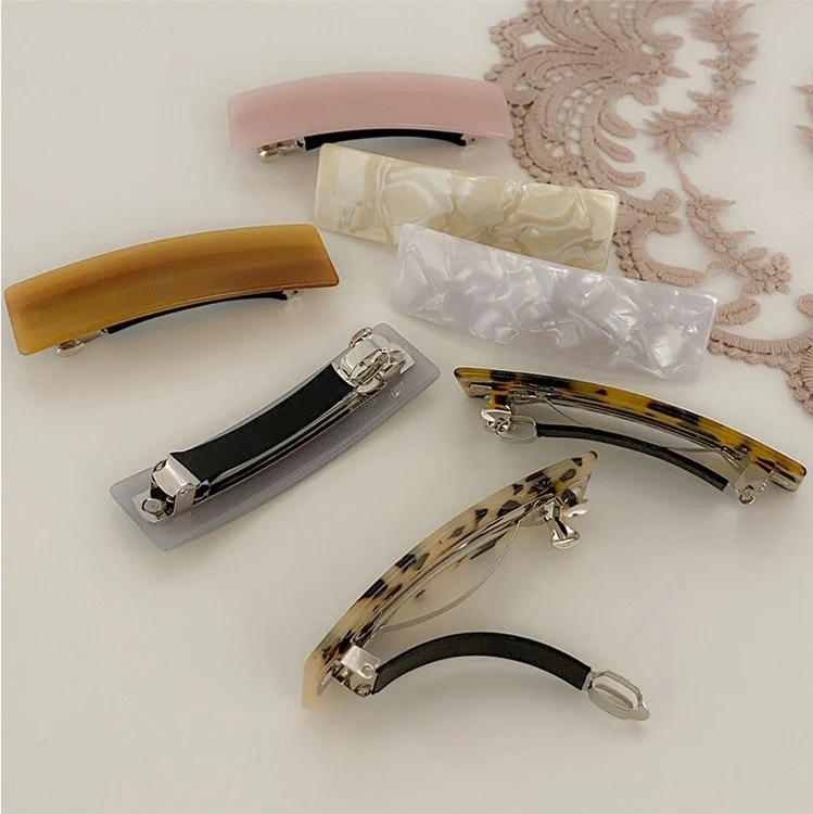 Big Acetate Barrette Hair Clip For Women 34 Colors Acrylic Spring Clips Fashion Fancy Hair Grip Elegant Silver Hair Accessories