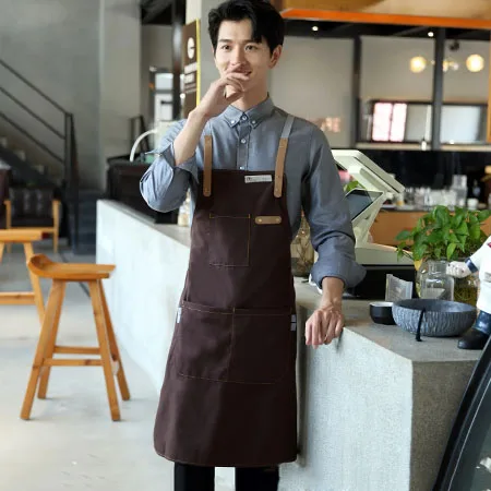 Wholesale Custom Beauty Salon Apron Logo Kitchen Cooking Barista Coffee Shop Apron