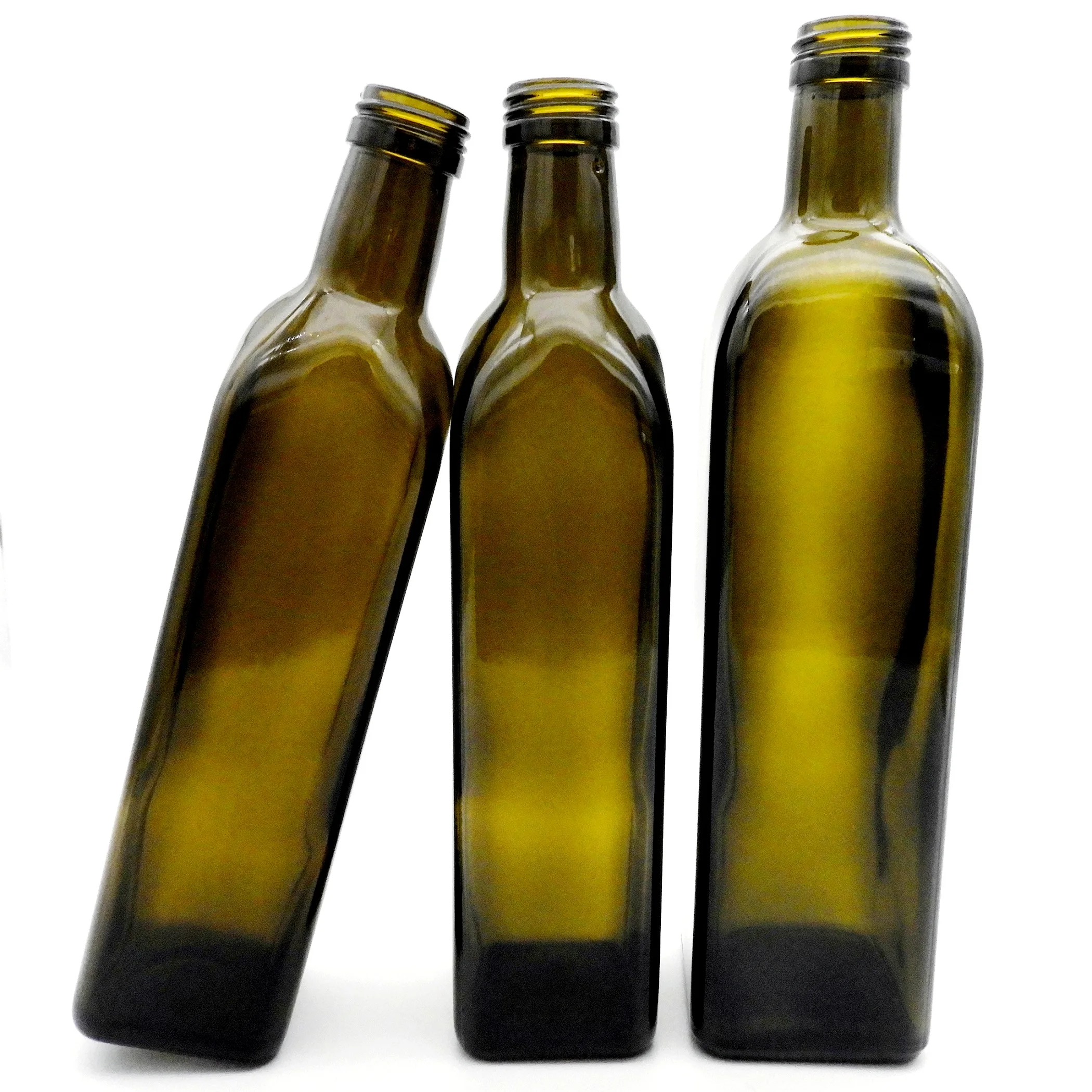 Antique Green Color Olive Oil Glass Bottle 250ml 500ml 750ml Empty Cooking Oil Bottle with Aluminium Cap