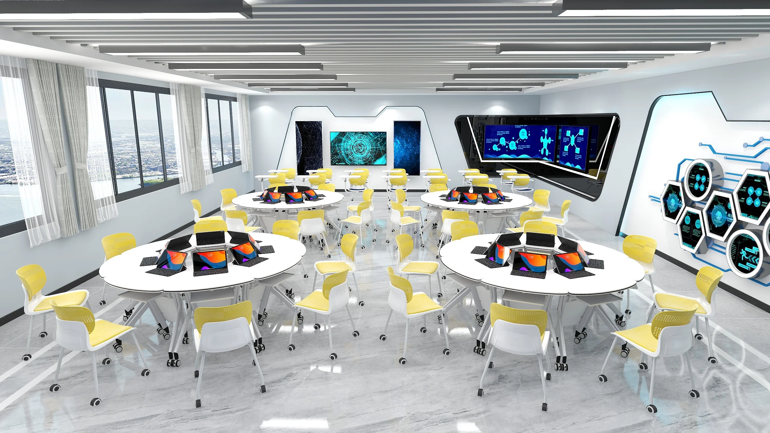 University school student chair with wheel for Multi-functional classroom study chair training chair