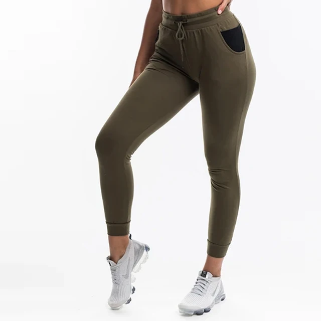 Custom Logo Fitness Ladies Sweat Track Pants Slim Fit Running Jogger Pants Drawstring Gym Tights Blank Sports Sweatpants Women