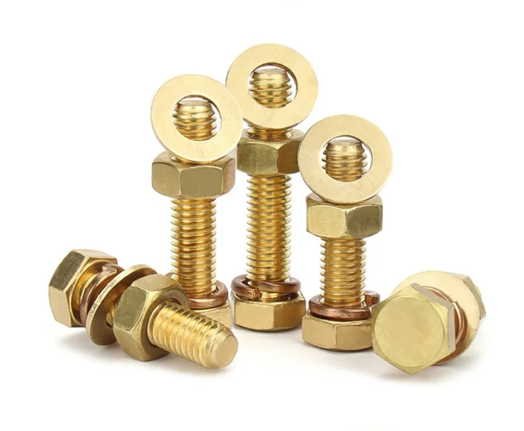 Din933 Copper Screw Copper Hexagon Bolt Brass Outer Hexagon Screw Copper Screw