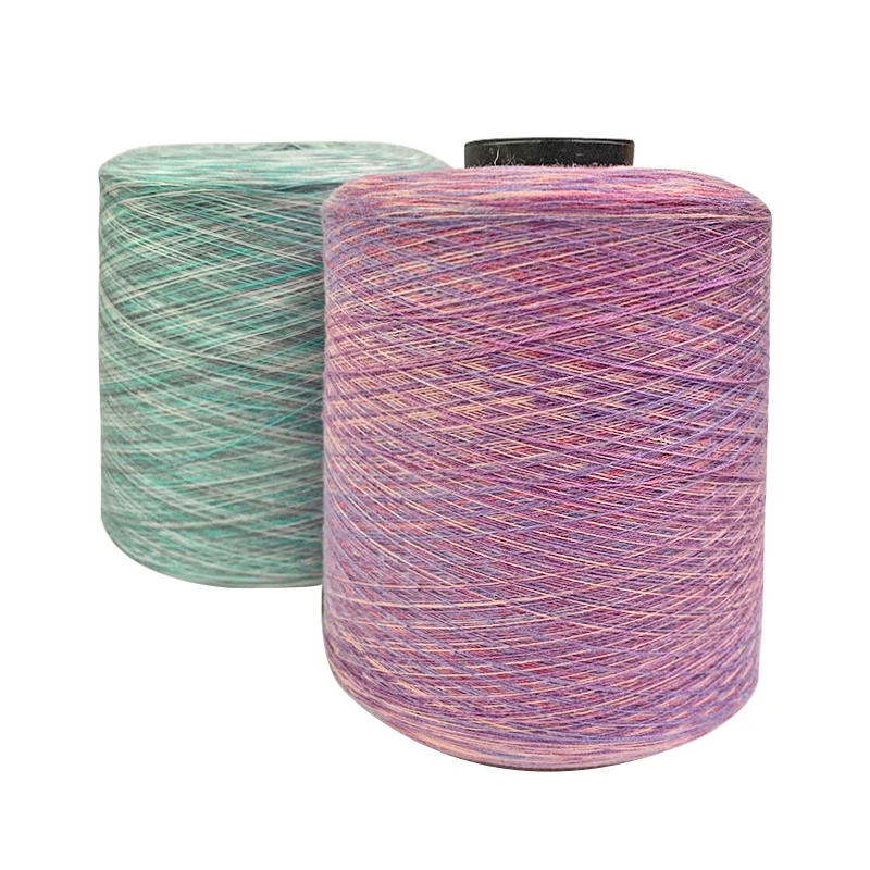 Fancy yarn factory wholesale high quality 2/45nm segment dyed 6% wool blend socks yarn