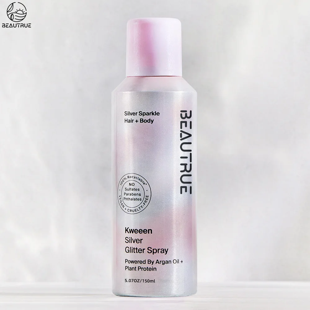 Private Label VOC Environmental Glitter Shiny Liquid Spray Non-Sticky Formula Shimmer For Hair And Body Cosmetics Glitter Spray