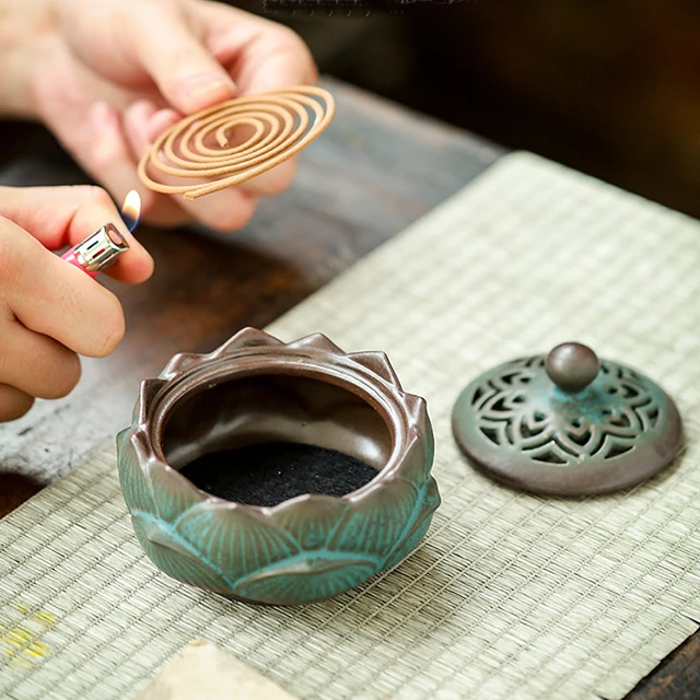 Hot Sale Handmade  Fancy Ceramic Lotus Incense Stick Holder Incense Burner