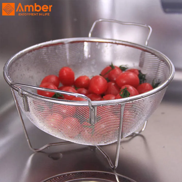 
Сетчатая корзина для хранения из нержавеющей стали круглой формы с ручками, размер под заказ 