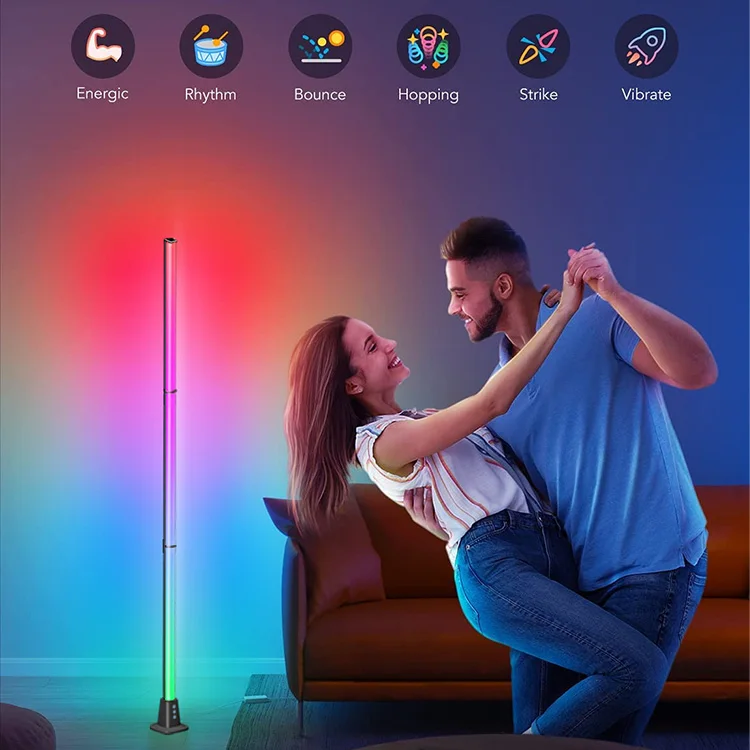 Multicolored Smart Wifi Alexa Tuya Standing Led Decoration Corner Lamp Modern Vertical Color Changing RGB Light Floor Lamp