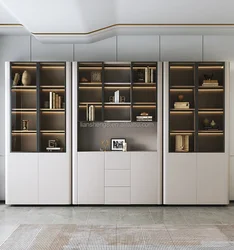 Wooden cabinet home High size Office Furniture Design Glass door Executive Boss Luxury bookshelf