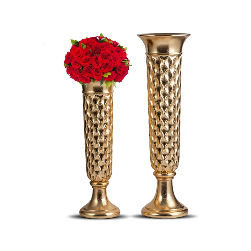 60/80/100cm Large Gold Vases for Flowers Home Decor Luxury Vase Factory Direct Supply Tall Floor Golden Vase