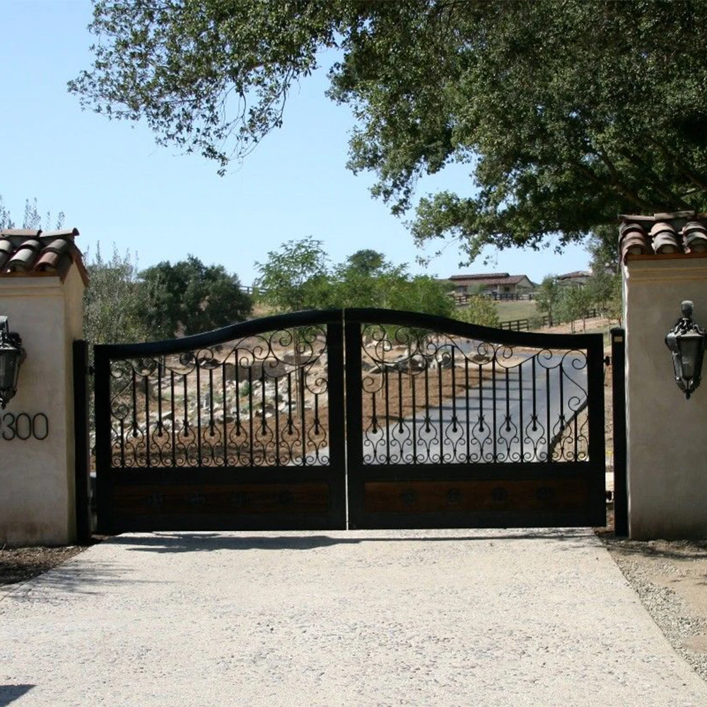 Exterior lift remote control automatic main gate designs intelligence garage door security iron main driveway gates