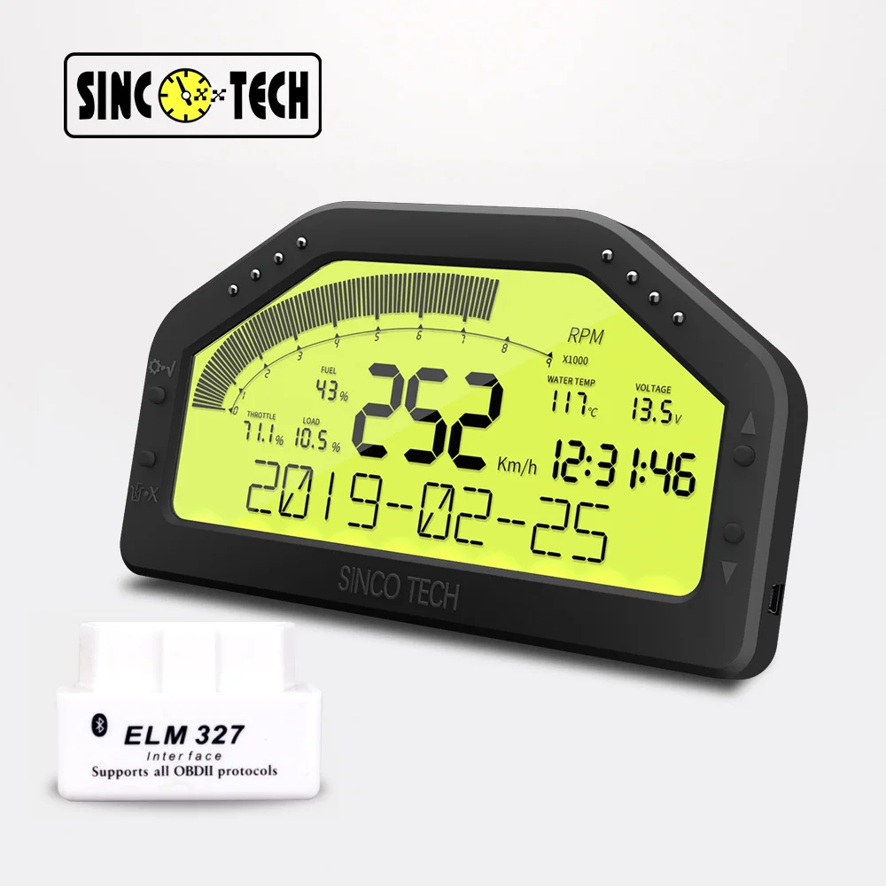SincoTech 6.5' LCD Instrument Cluster OBD2  Race Dash 11-in-1 Car Speed/RPM/Volt/Fuel Level/Water Air Temp Gauge  Meter(903)