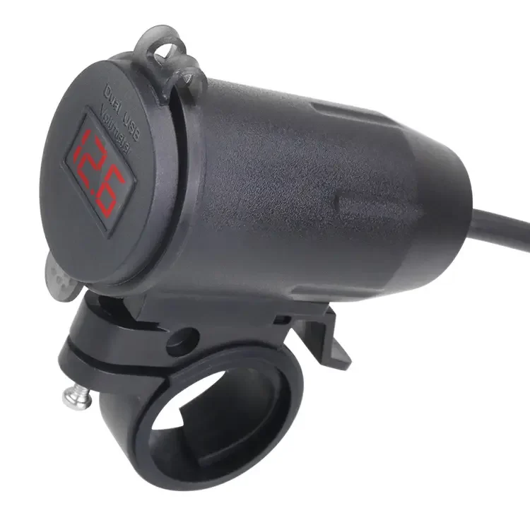 Onlyoa Universal Dual Port  12V 24V Waterproof QC 3.0 Charger with Touch On Off Switch and Voltmeter for Motorcycle Boat Truck