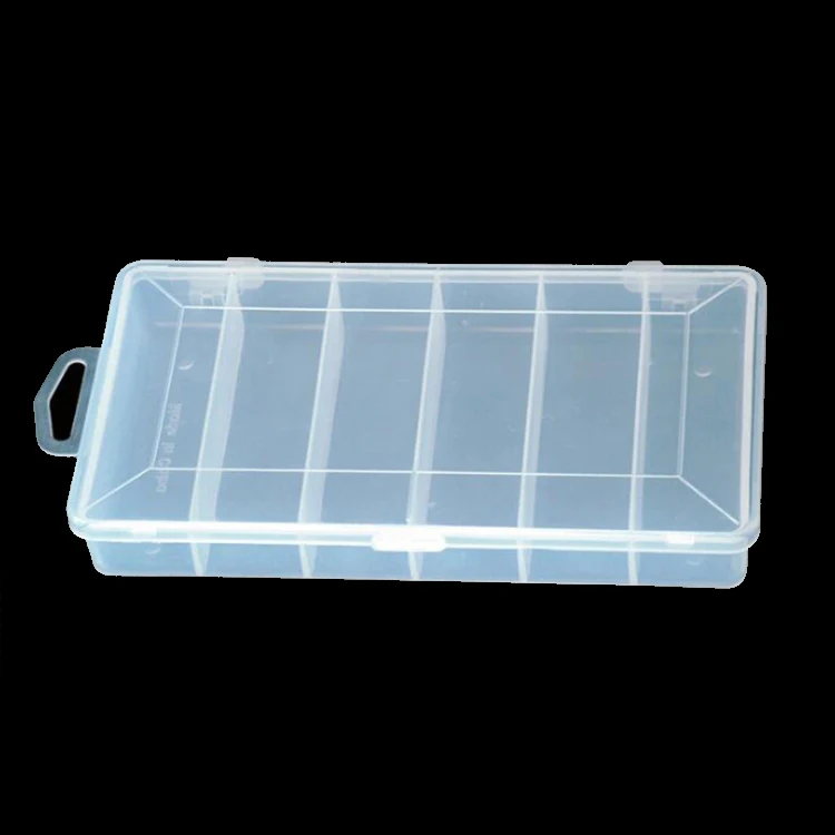 WeiHe OEM 6 compartments transparent white PP plastic fishing tackle box for fishing lure