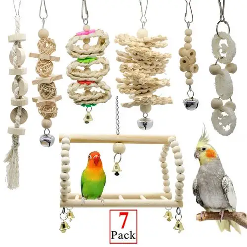 MAHOO Bird parrot toy wooden swing chewing wall clock bird cage parrot bird pet supplies