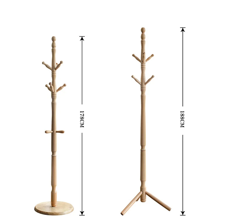 Hot sale bedroom wooden base floor-standing coat rack with base