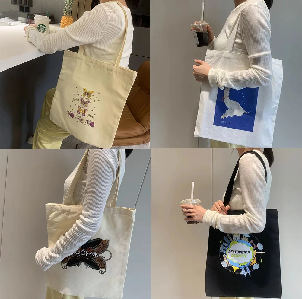 Wholesale Multicolor Cotton Canvas Tote Bags Reusable Eco-Friendly Shopping Bags Biodegradable Beach Handbags