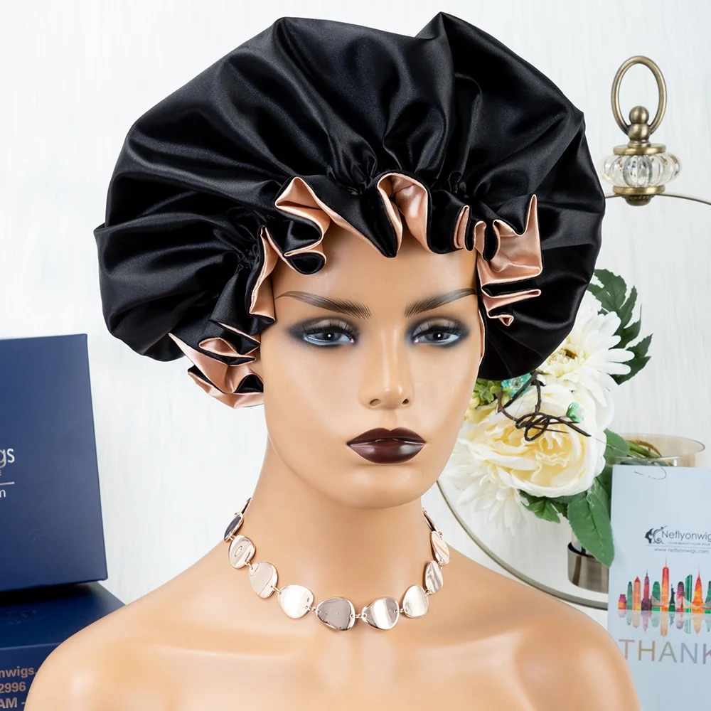 
Neflyon, высококачественные шапочки для сна, шапочка для душа, оптовая продажа, Атласная шапочка для черных женщин, 100 шелковая шапочка для сна для девочек 
