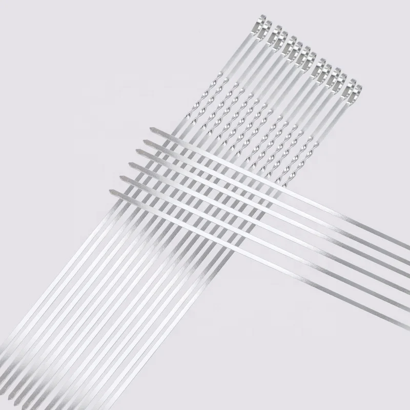 Оптовая цена, палочки для барбекю из нержавеющей стали, дизайн под заказ, металлические палочки для барбекю из нержавеющей стали