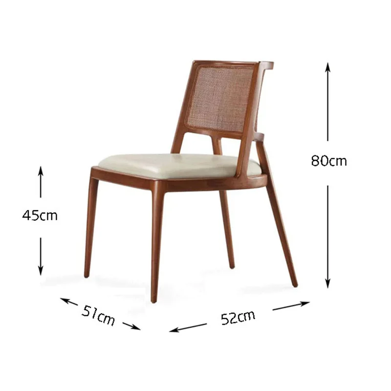 Vintage Solid Wood Dining Chair Hotel Restaurant wabi sabi Casual Vine Chair Nordic Designer Simple Vine Weaving Chair