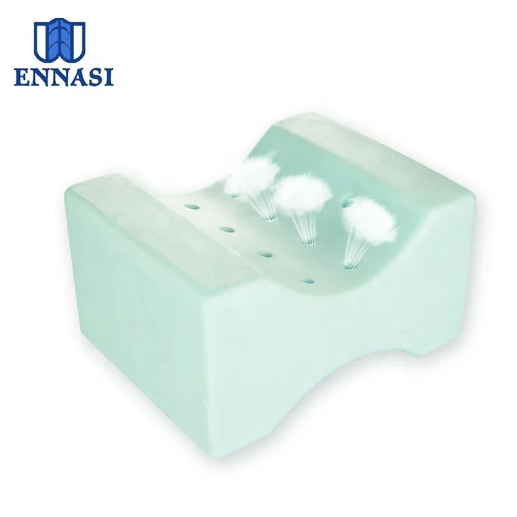 Ventilated Cool Bamboo Velvet Cover Memory Foam Orthopedic Knee Pillow Contour Leg Pillow for Side Sleeper, Pregnancy