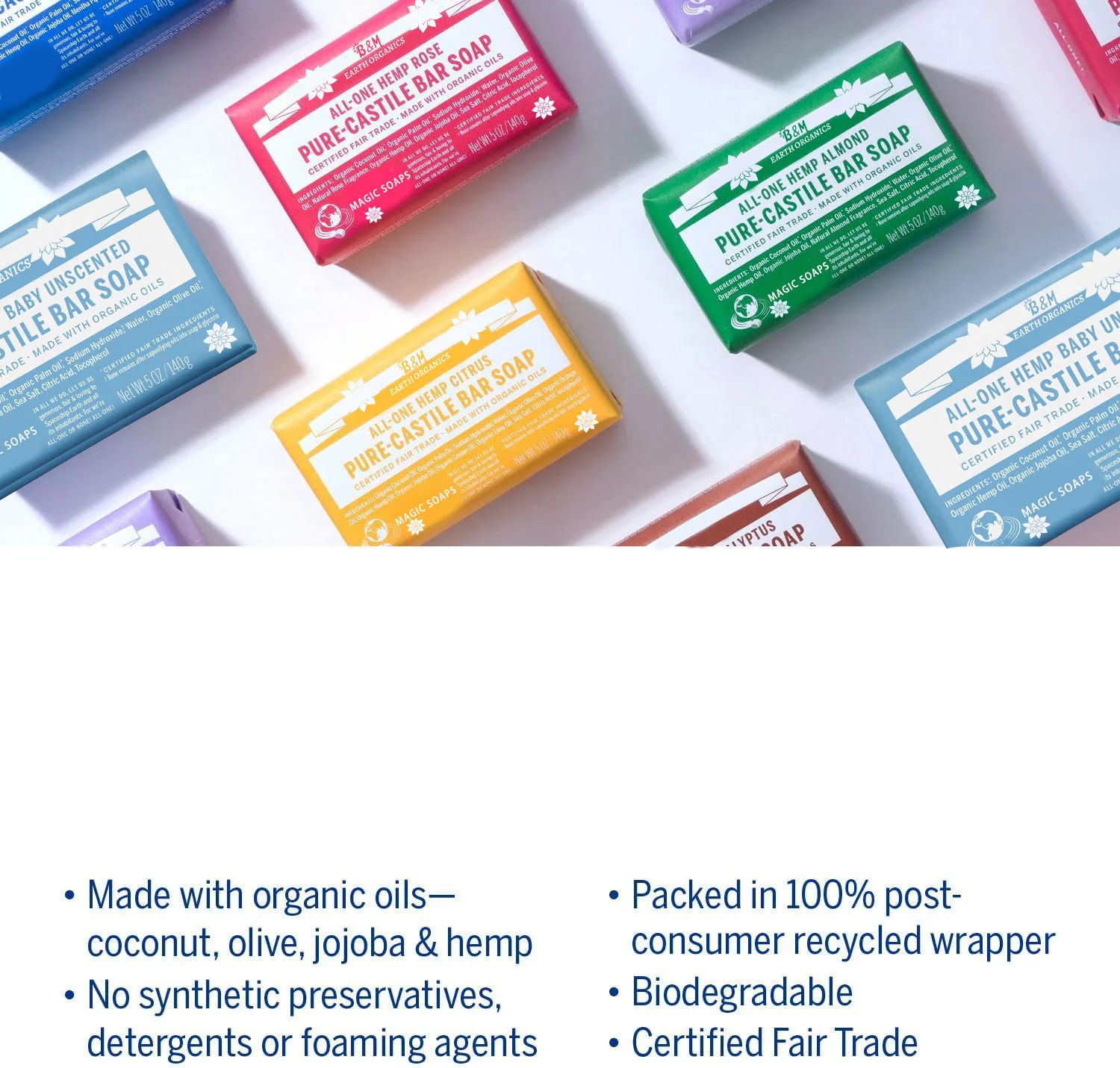 Castile Bar Soap Baby Unscented Made with Organic Oils For Face Body Hair Gentle for Sensitive Skin Babies No Added Fragrance