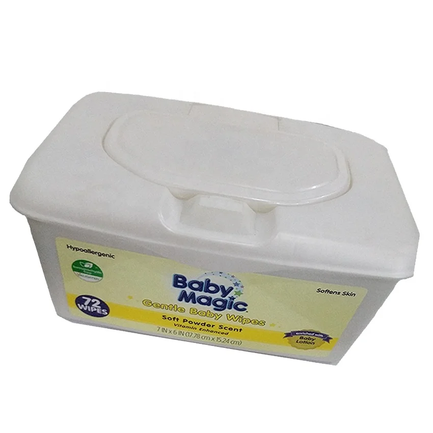 Plastic Box Baby Wipes 72 Pcs Case Travel Baby Wet Wipes Cleaning Box Patient OEM ODM Private Label Service Non-woven Unscented