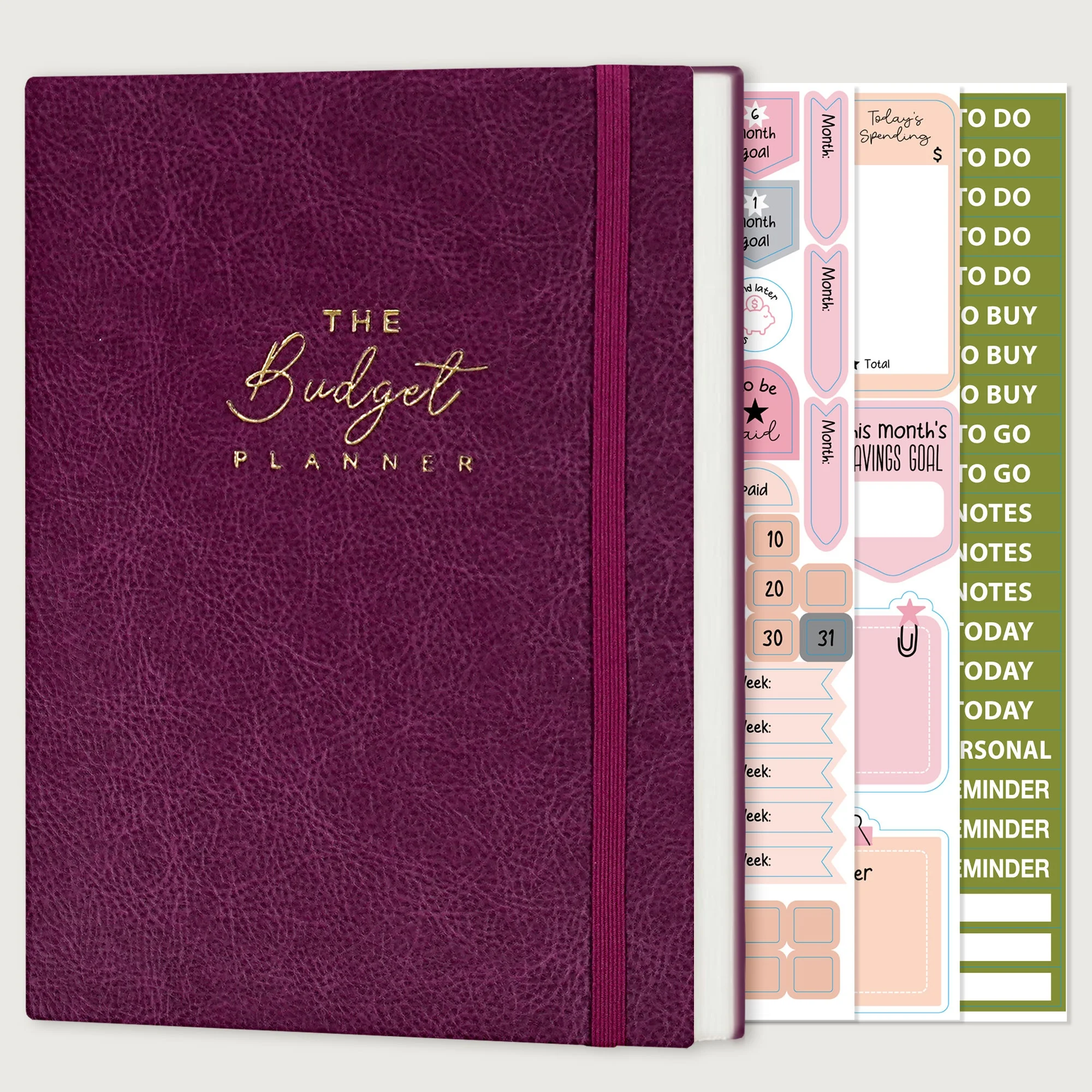 Wholesale Custom logo A5 PU Leather Notebook Paper pocket Sticker Journal Bill Tracker Money Saving Diary Weekly Budget Planner