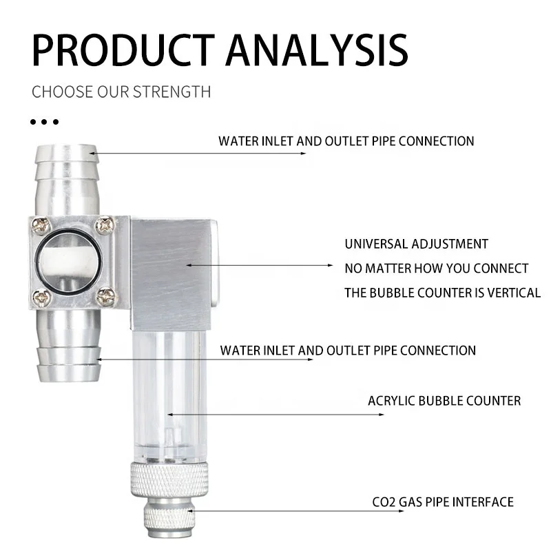 ZRDR aquarium fish tank glass external co2 atomizer outside co2 diffuser with 2 suckers