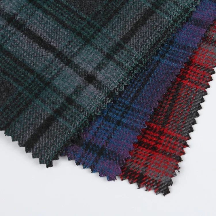 TR yarn dyed woven 385GSM polyester plaid checker brush fabric manufacture for coat